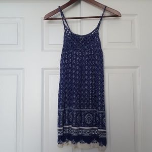 Blue Boho Tunic Length Top